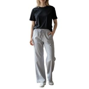 Womens Comfort Stretch Wide Leg Scrub Pants Size 2X Light Gray Drawstring